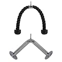 Fitrxx Combo Tricep Rope/Tricep Pull Down Rope and V Bar Cable Attachment – Cable Bar for Strength Training (9. Tricep Rope+Vshapped Bar)
