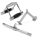 Fitrxx Combo Tricep Rope/Tricep Pull Down Rope and V Bar Cable Attachment – Cable Bar for Strength Training (Silver)