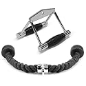 Fitrxx Combo Tricep Rope/Tricep Pull Down Rope and V Bar Cable Attachment – Cable Bar for Strength Training (B. Double D Handle + TricepRope)