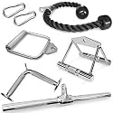 Fitrxx Handle Bar Combo Pack/Triceps Rope/D Handle/V Shaped Handle/Triceps' Press Down Bar, and Seated Rowing Chinning Bar with 2-S Lock..