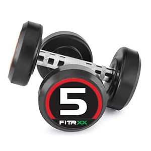 fitrxx pair of 5kg rubber coated round bouncer dumbbells for men amp women  premium cast iron weights for home amp gym strength training  set of 2 5kg each