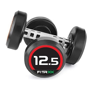 fitrxx pair of 125kg rubber coated round bouncer dumbbells for men amp women  professional cast iron dumbbells for full body amp strength training  ideal for home gym  set of 2 125kg each