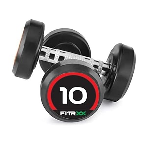fitrxx pair of 10kg rubber coated round bouncer dumbbells for men amp women  heavy duty cast iron dumbbell set for home gym workout  strength amp endurance training  set of 2 10kg each