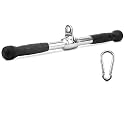 Fitrxx Combo Tricep Rope/Tricep Pull Down Rope and V Bar Cable Attachment – Cable Bar for Strength Training (H. Metal Rotating bar Rubber Chrome)