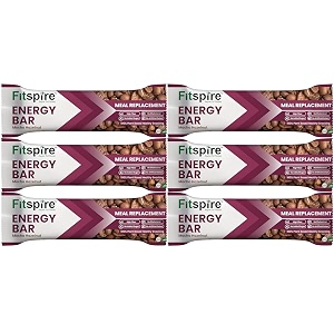 fitspire mocha hazelnut energy bars pack of 6 35g each  high protein amp high fibre granola bars  plant-based snack  oats almonds hazelnuts amp chia seeds  sugar-free energy bars