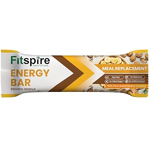 fitspire banana walnut energy bar 1 x 35g  crunchy granola with oats nuts seeds amp flakes  high protein amp fibre  100 plant-based  enriched with banana dates figs amp walnuts