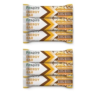 fitspire banana walnut energy bar pack of 6 35g each  100 plant-based  high protein amp fiber  with oats nuts seeds dates amp figs