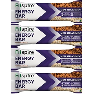 fitspire quinoa almond energy bar pack of 4 x 35g  healthy snack bar with quinoa almonds amp oats  sustained energy  pre workout amp on-the-go nutrition