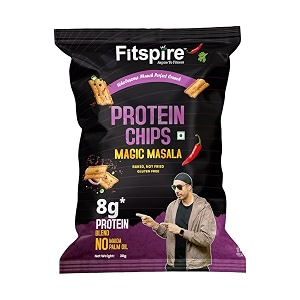 fitspire magic masala protein chips 30g  8g protein low-calorie gluten-free snack