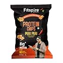 Fitspire Protein Chips Peri Peri Flavour- 8g Protein High Fiber Snack- Made with Pea, Rice and Chickpea Protein- Baked Crunchy Chips- No Added Sugar- Healthy Guilt-Free Snacking- Low Sodium