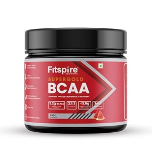 fitspire super gold vegan bcaa 211 intra-workout - watermelon 250 gm 25 servings i fast muscle recovery and increased endurance