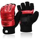 FitsT4 Half Mitts UFC MMA Training Boxing Punch Bag Kickboxing Sparring Grappling Martial Arts Muay Thai Taekwondo Wrist Wraps Support Gloves for Women Men Kids