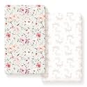 Fitted Crib Sheets Set 2 Pack, Ultra Soft Stretch Jersey Knit Crib Sheet Fit All Standard Crib Mattress Pads Safe and Snug, Crib Fitted Sheet for Baby, Beautiful Flowers and Insects Pattern