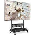 FITUEYES Rolling TV Stand Mount for 40 to 85 TVs with Wooden Shelf, Black