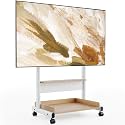 FITUEYES Rolling TV Stand Mount for 40 to 85 TVs with Wooden Shelf, White
