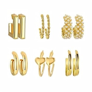 fitvert gold plated earrings for women fashion celebrity inspired geometric twist pearl hoop dangle earrings stylish and trendy for both women and girls