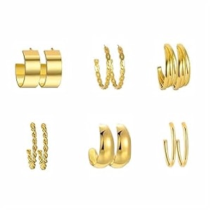 fitvert gold plated earrings for women fashion celebrity inspired geometric twist pearl hoop dangle earrings stylish and trendy for both women and girls