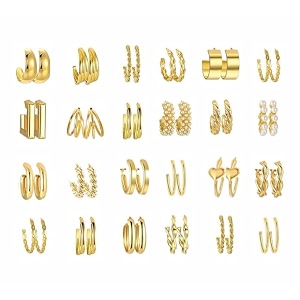 fitvert gold plated earrings for women fashion celebrity inspired geometric twist pearl hoop dangle earrings stylish and trendy for both women and girls