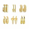 FITVERT Gold Plated Earrings For Women Fashion, Celebrity Inspired, Geometric Twist Pearl Hoop Dangle Earrings Stylish and Trendy for Both Women and Girls