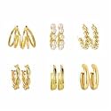 FITVERT Gold Plated Earrings For Women Fashion, Celebrity Inspired, Geometric Twist Pearl Hoop Dangle Earrings Stylish and Trendy for Both Women and Girls