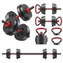 Fitvids Adjustable Dumbbell Set, 40/60LBS Free Weight Set, Multi-Functional Portable Changeable Dumbbell Barbell Kettlebell Set for Home, Multiple Style