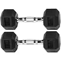 Fitvids Hex Dumbbells Rubber Coated Hand Weights for Exercises and Fitness Home Gym, 5-50 LB Pair