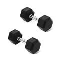 Fitvids Hex Dumbbells Rubber Coated Hand Weights for Exercises and Fitness Home Gym, 5-50 LB Pair