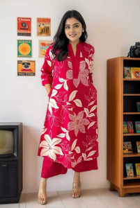 fiuxus women cotton blend kurti palazzo set
