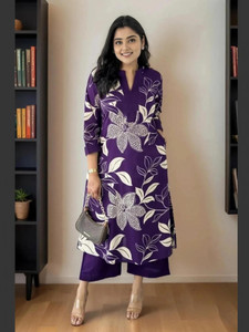 fiuxus women cotton blend kurti palazzo set