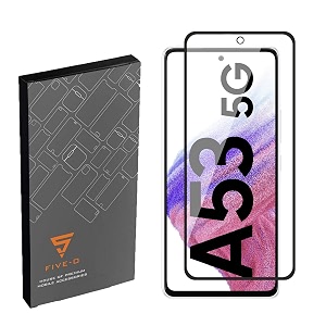 five-o tempered glass screen guard for samsung galaxy a53 5g - edge to edge tempered glass screen protector - 9h hardness - 6d tempered glass - pack of 1