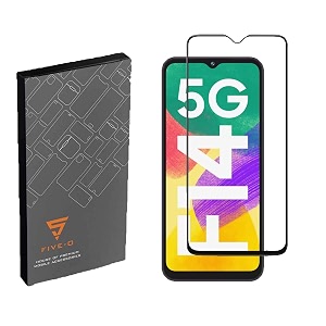 five-o tempered glass screen guard for samsung f14 5g - edge to edge tempered glass screen protector - 9h hardness - 6d tempered glass - pack of 2