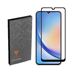 five-o tempered glass screen guard for samsung galaxy a24 4g - edge to edge tempered glass screen protector - 9h hardness - 6d tempered glass - pack of 2
