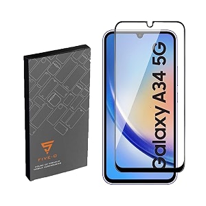 five-o tempered glass screen guard for samsung galaxy a34 5g - edge to edge tempered glass screen protector - 9h hardness - 6d tempered glass - pack of 3