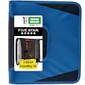 Five Star 1-1/2 Inch Zipper Binder, 3 Ring Binder, 3-Pocket Expanding File, Durable, Blue (72202)
