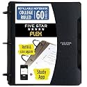Five Star Flex Refillable Notebook + Study App, College Ruled Paper and 1 Inch TechLock Ring Binder with Pockets, Tabs and Dividers, 200 Sheet Capacity, Black (29328AA2)