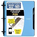 Five Star Flex Refillable Notebook + Study App, College Ruled Paper and 1 Inch TechLock Ring Binder with Pockets, Tabs and Dividers, 200 Sheet Capacity, Pacific Blue (293280AD2)