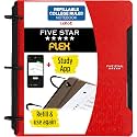 Five Star Flex Refillable Notebook + Study App, College Ruled Paper and 1 Inch TechLock Ring Binder with Pockets, Tabs and Dividers, 200 Sheet Capacity, Fire Red (29328AB2)