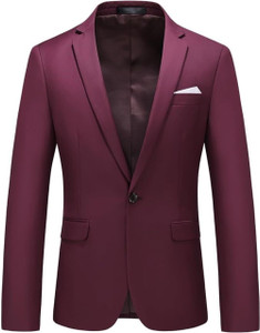 FIVEFEB Solid Single Breasted Formal Men Blazer