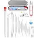 FIVEIZERO 21 Pieces Beading Needles Set, 6 Sizes Seed Beads Needles Big Eye, Collapsible Beading Needles Set for Jewelry Making