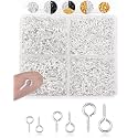 FIVEIZERO 600pcs Small Eye Pins for Jewelry Making & DIY Crafts, Mini Eyelet Screws for Art Projects & Bead Charms, Tiny Eye Hooks for Crafts (Gold & Silver, 3 Sizes)