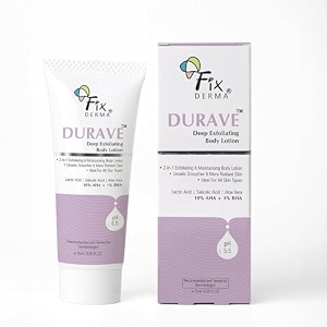 fixderma durave 10 aha  1 bha deep exfoliating body lotion with lactic amp 1 salicylic acid  body exfoliator  body lotion for women amp men  moisturizer for body for all skin types - 15 ml