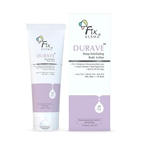fixderma durave 10 aha  1 bha deep exfoliating body lotion with lactic amp 1 salicylic acid  body exfoliator  body lotion for women amp men  moisturizer for body for all skin types - 200 ml