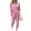 Fixmatti Women Jumpsuit Low V Neck Drawstring Waisted Long Pant Romper Outfits