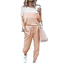 Fixmatti Women Jumpsuit Low V Neck Drawstring Waisted Long Pant Romper Outfits
