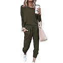 Fixmatti Women Jumpsuit Low V Neck Drawstring Waisted Long Pant Romper Outfits