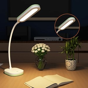 fizzytech 360 flexible desk lamp light - usb charging night light modern touch switch all-in-one adjustable desk lamp for reading studying amp office green