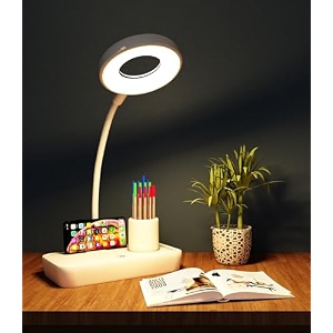 fizzytech 360 flexible desk lamp light - advanced pen amp mobile holder modern touch switch all-in-one adjustable table lamp for reading studying amp office white 03 led