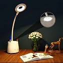 fizzytech 360° Flexible Desk Lamp Light - Advanced Pen &amp; Mobile Holder, Modern Touch Switch, All-in-One Adjustable Table Lamp for Reading, Studying &amp; Office (White 02)