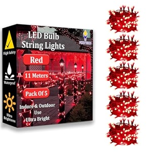 fizzytech 11 meter 40 leds decorative string light  red led fairy light for diwali christmas weddings amp home decoration  polycarbonate pack of 540 led red p-5