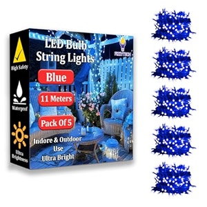 fizzytech 40 led rice light 11 meter blue  decorative string light for rice light diwali christmas home bedroom wedding party amp patio  pack of 5